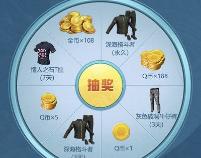 玩家每日登陆游戏完成指定任务抽奖1-188Q币奖励
